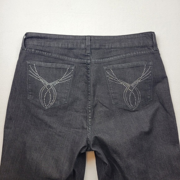 NYDJ Denim - NYDJ Tummy Tuck Jeans Womens Size 16 Black Flare Bootcut Rhinestone Studded‎